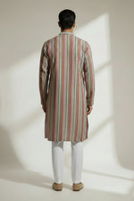 Veshbhoshaa Men's Red Stripes Sequence Kurta Pajama Set