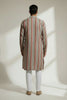 Veshbhoshaa Men's Red Stripes Sequence Kurta Pajama Set