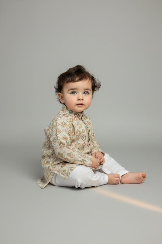 Veshbhoshaa Kid's Yellow Butti sequence Pajama Set