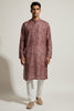 Veshbhoshaa Men's Red Geometric Sequence Kurta Pajama Set