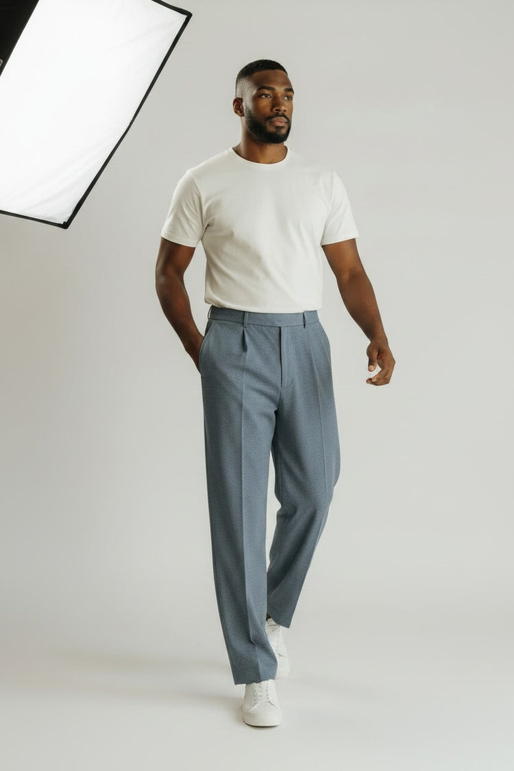 Bluebird Men's Korean Pleated Pant Grey Colour