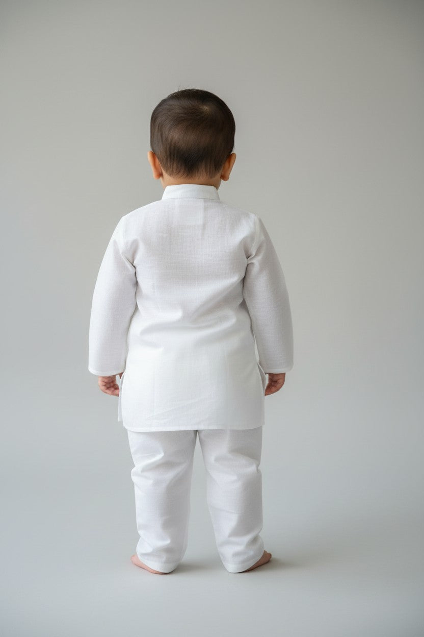 Veshbhoshaa Kid's White Pajama Set