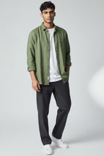 Bluebird Men's Green Linen Tencil Shirt