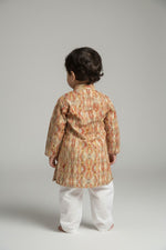 Veshbhoshaa Kid's Orange Multicolour sequence Pajama Set