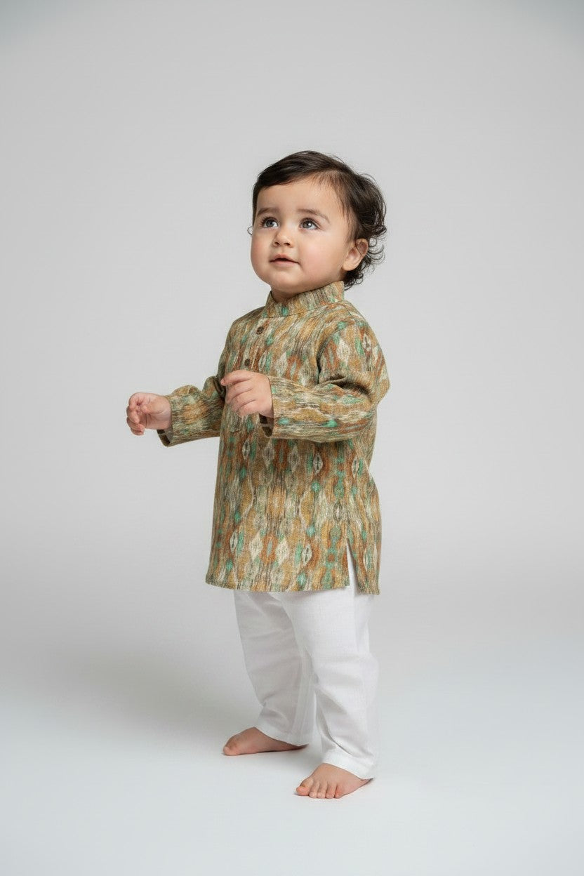 Veshbhoshaa Kid's Yellow Multicolour sequence Pajama Set