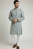 Veshbhoshaa Men's Blue Stripes Sequence Kurta Pajama Set
