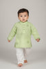 Veshbhoshaa Kid's Green Geometric Sequence Kurta Pajama Set