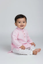 Veshbhoshaa Kid's Pink Geometric Sequence Kurta Pajama Set