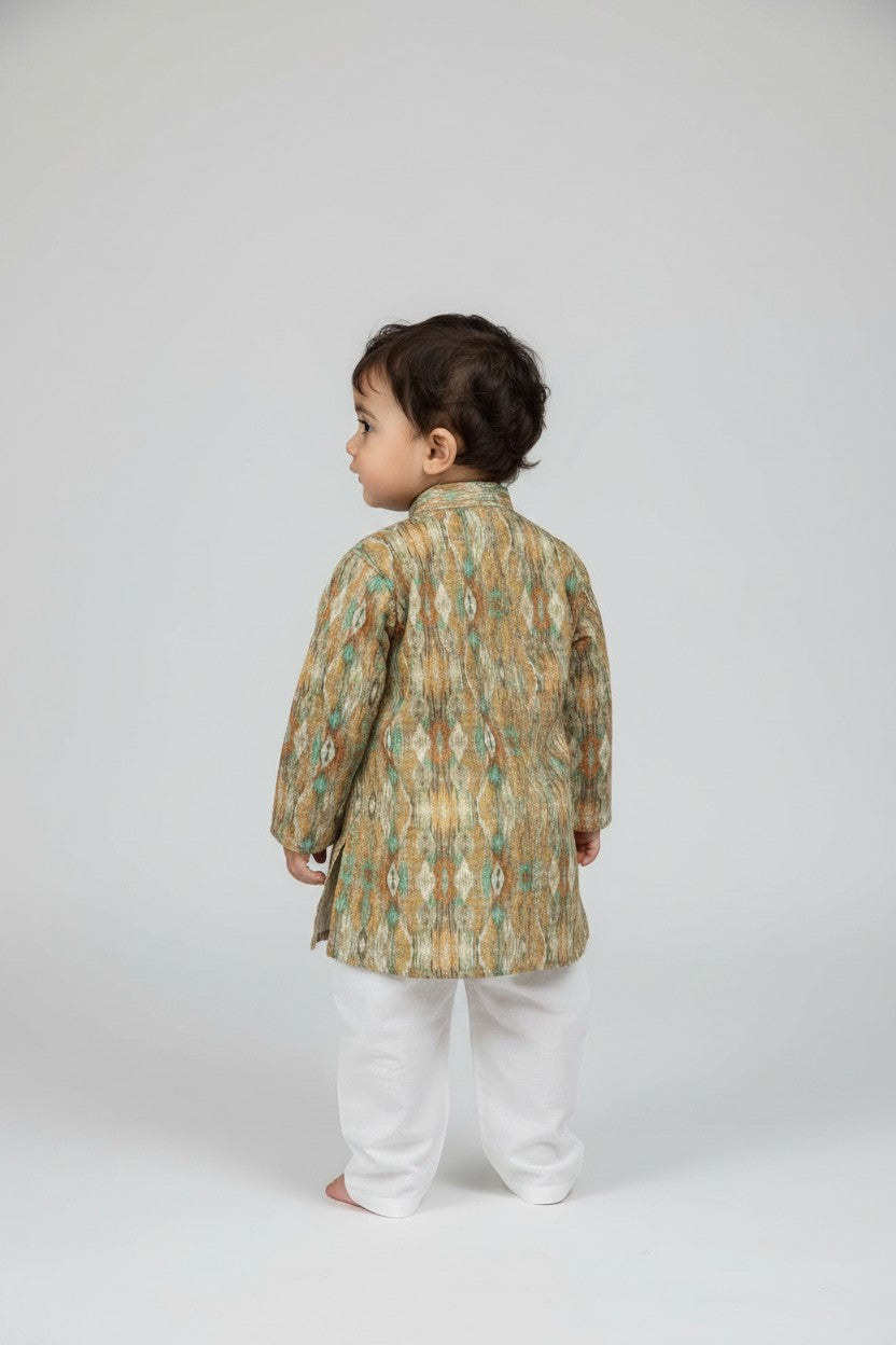 Veshbhoshaa Kid's Yellow Multicolour sequence Pajama Set