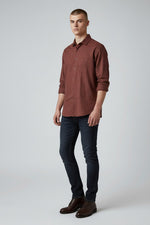 Bluebird Men's Dark Brown Linen Tencil Shirt