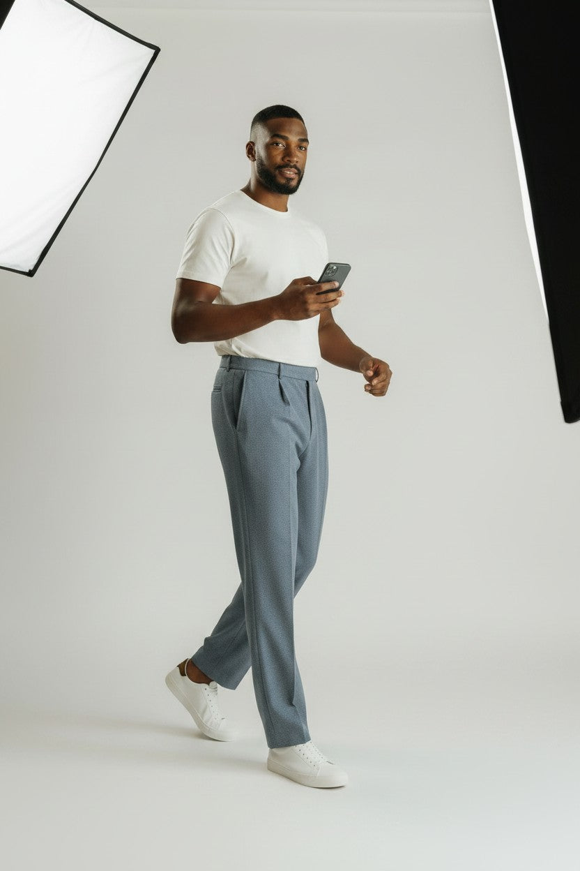 Bluebird Men's Korean Pleated Pant Grey Colour
