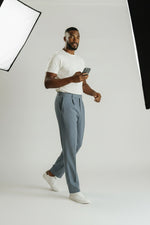 Bluebird Men's Korean Pleated Pant Grey Colour