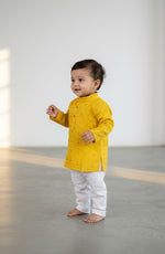Veshbhoshaa Kid's Yellow Kurta Pajama Set