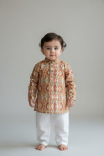 Veshbhoshaa Kid's Orange Multicolour sequence Pajama Set