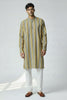 Veshbhoshaa Men's Yellow Stripes Sequence Kurta Pajama Set