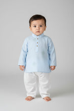 Veshbhoshaa Kid's Sky Blue Geometric Sequence Kurta Pajama Set