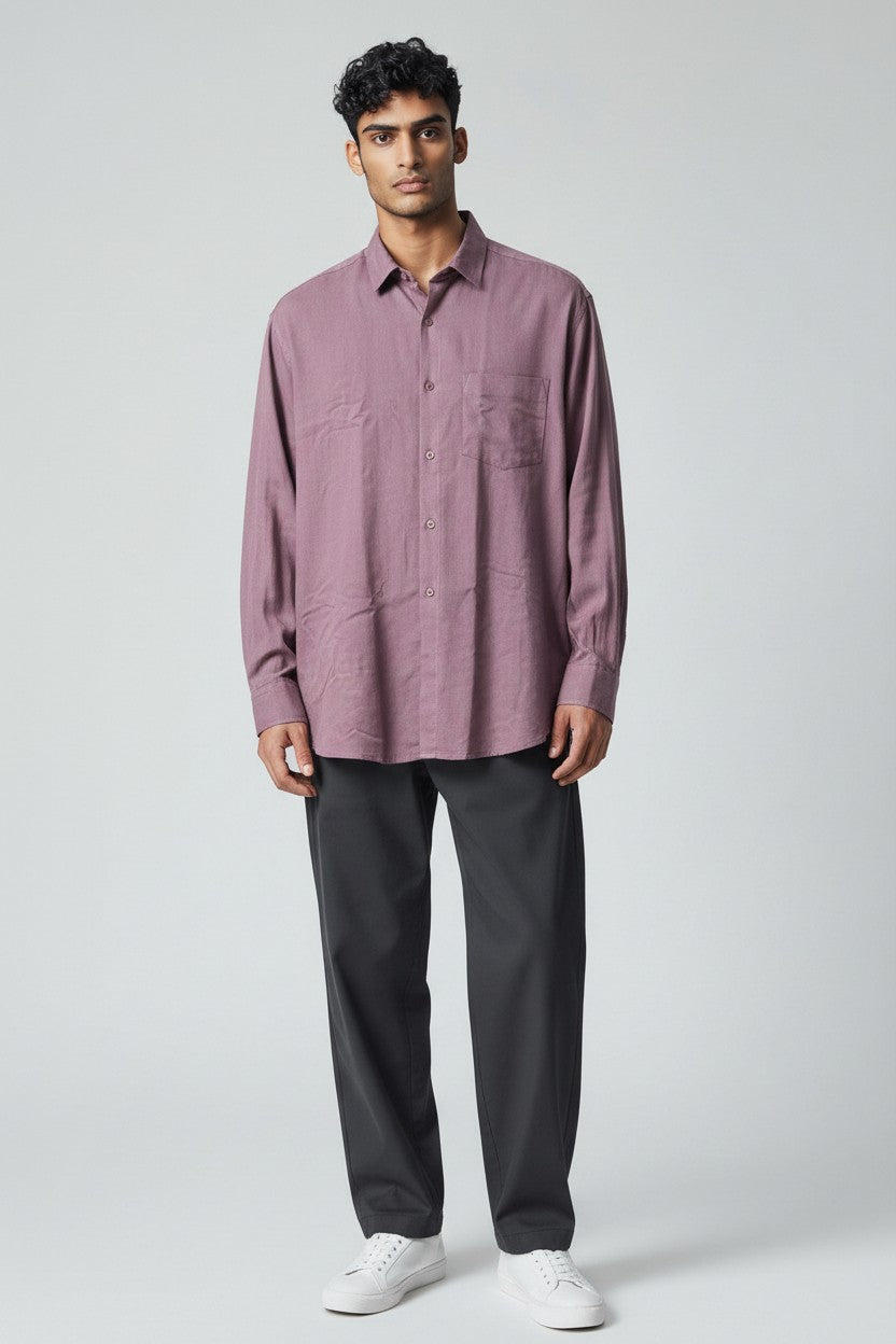 Bluebird Men's Rose Brown Linen Tencil Shirt