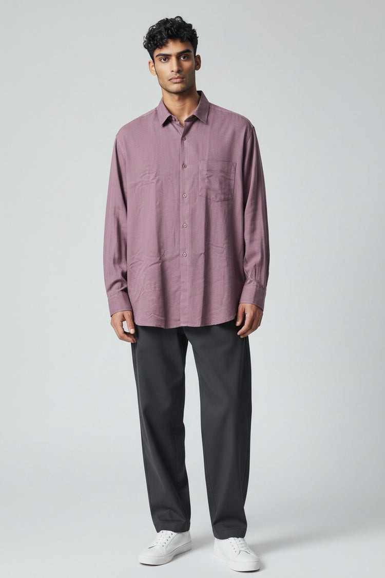 Bluebird Men's Rose Brown Linen Tencil Shirt