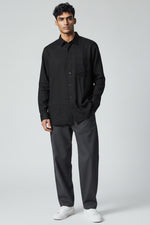 Bluebird Men's Black Linen Tencil Shirt