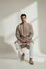 Veshbhoshaa Men's Red Stripes Sequence Kurta Pajama Set