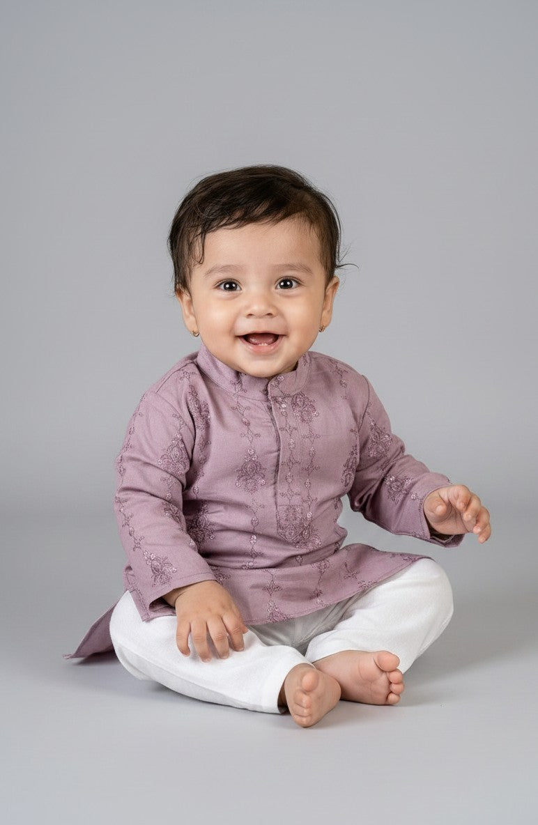 Veshbhoshaa Kid's Lavender Kurta Pajama Set