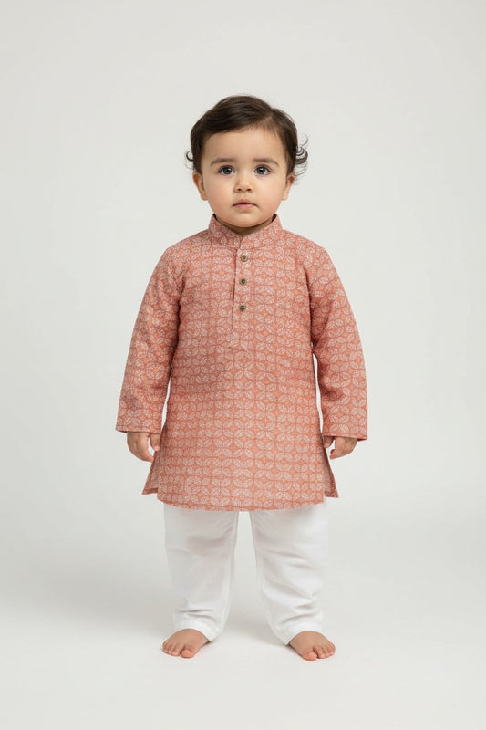 Veshbhoshaa Kid's Red Leaf Print sequence Pajama Set