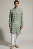 Veshbhoshaa Men's Green Printed Sequence Kurta Pajama Set