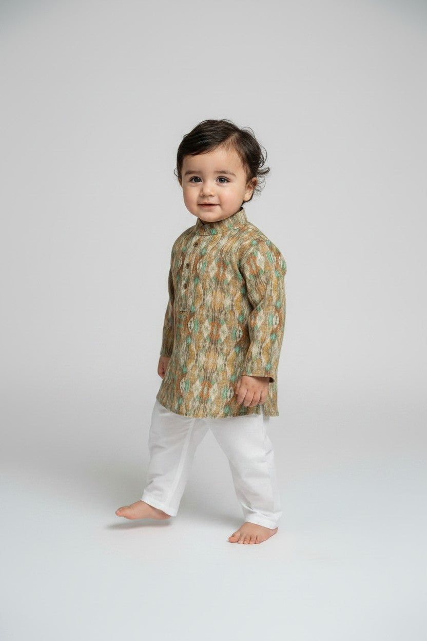 Veshbhoshaa Kid's Yellow Multicolour sequence Pajama Set