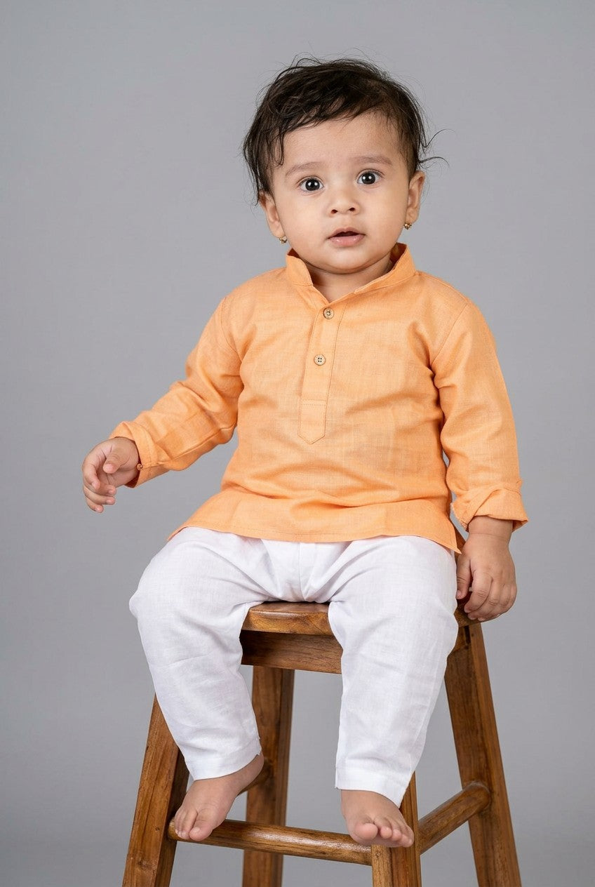 Veshbhoshaa Kid's Peach Kurta Pajama Set