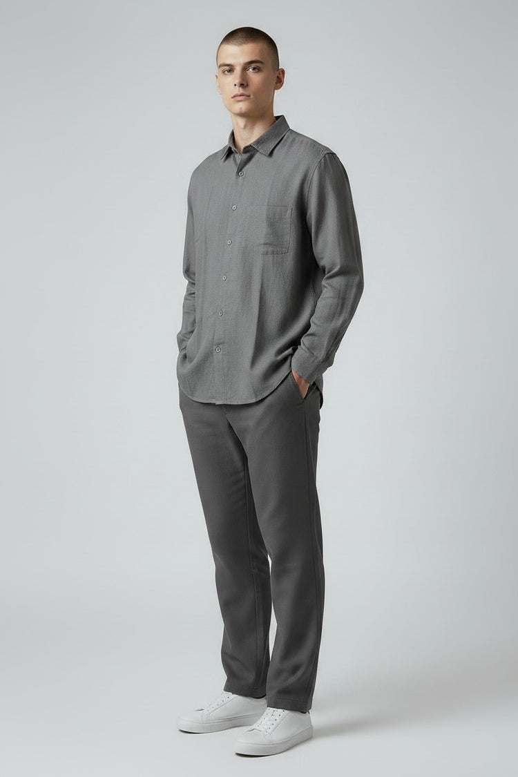 Bluebird Men's Grey Linen Tencil Shirt