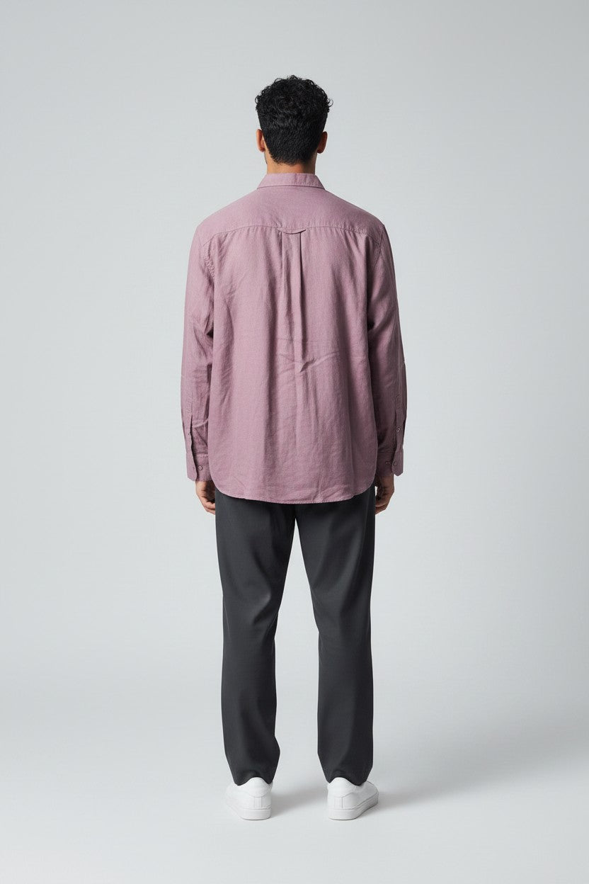 Bluebird Men's Rose Brown Linen Tencil Shirt