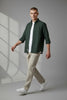 Bluebird Men's Dark Green Linen Tencil Shirt