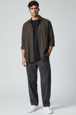 Bluebird Men's Chocolate Brown Linen Tencil Shirt