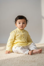 Veshbhoshaa Kid's Yellow Geometric Sequence Kurta Pajama Set