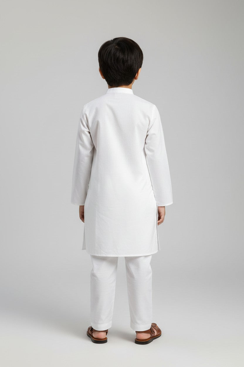 Boys White Cotton Kurta