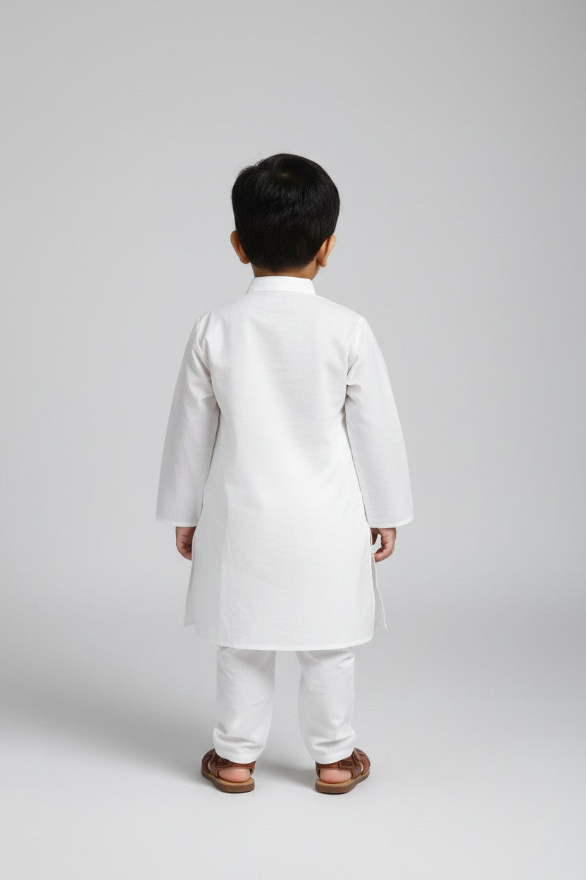 Boys White Cotton Kurta