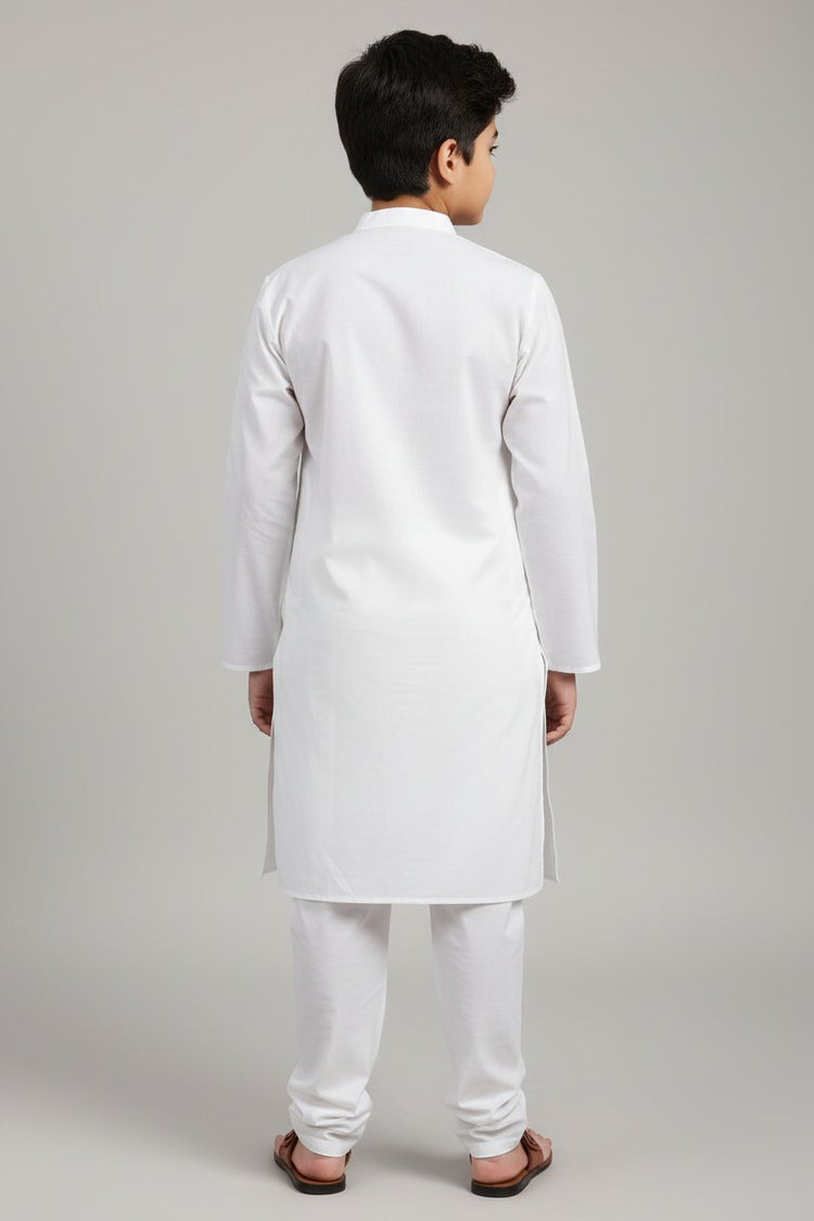 Boys White Cotton Kurta