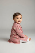 Kids' Dusty Pink Zari Thread work Buta Cotton Blend Kurta Pajama Set