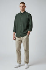 Bluebird Men's Dark Green Linen Tencil Shirt