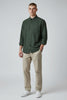Bluebird Men's Dark Green Linen Tencil Shirt