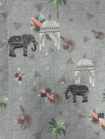 Veshbhoshaa Men's Grey Elephant Motif Sequence Kurta Pajama Set