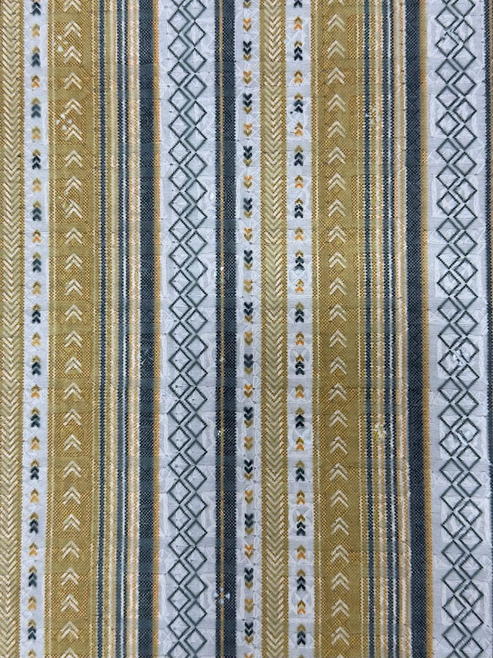 Veshbhoshaa Men's Yellow Stripes Sequence Kurta Pajama Set