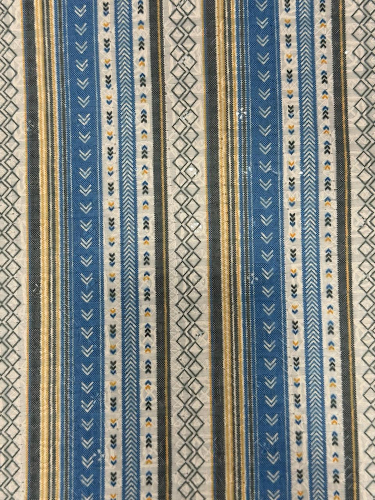 Veshbhoshaa Men's Blue Stripes Sequence Kurta Pajama Set
