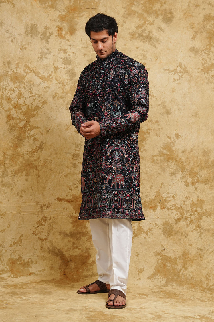 Dark Blue Kashmiri Kurta Set – Wedding & Festive Edition