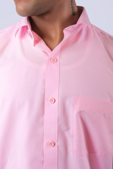 Bluebird Baby Pink Men's Office Shirt - Veshbhoshaa