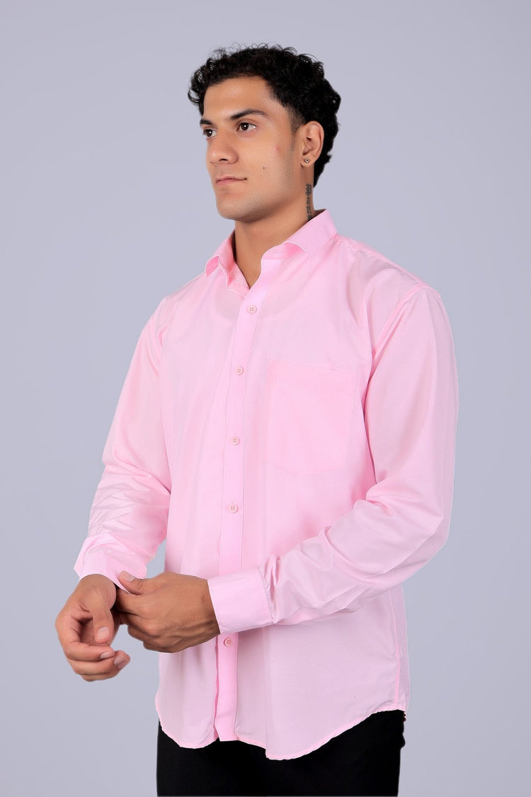 Bluebird Baby Pink Men's Office Shirt - Veshbhoshaa