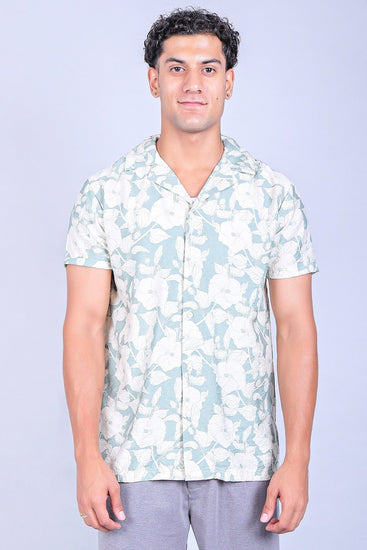 Bluebird Cotton Blend Comfort Green Printed Shirt for Men - Veshbhoshaa