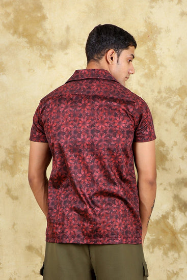 Bluebird Cotton Blend Comfort Red Printed Shirt for Men - Veshbhoshaa