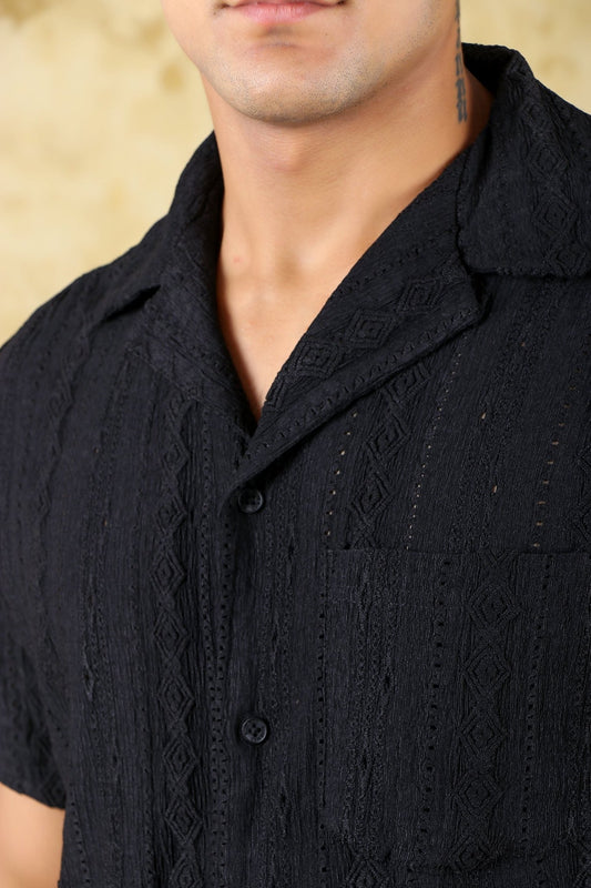 bluebird crafted comfort knitted black shirt for men - Veshbhoshaa