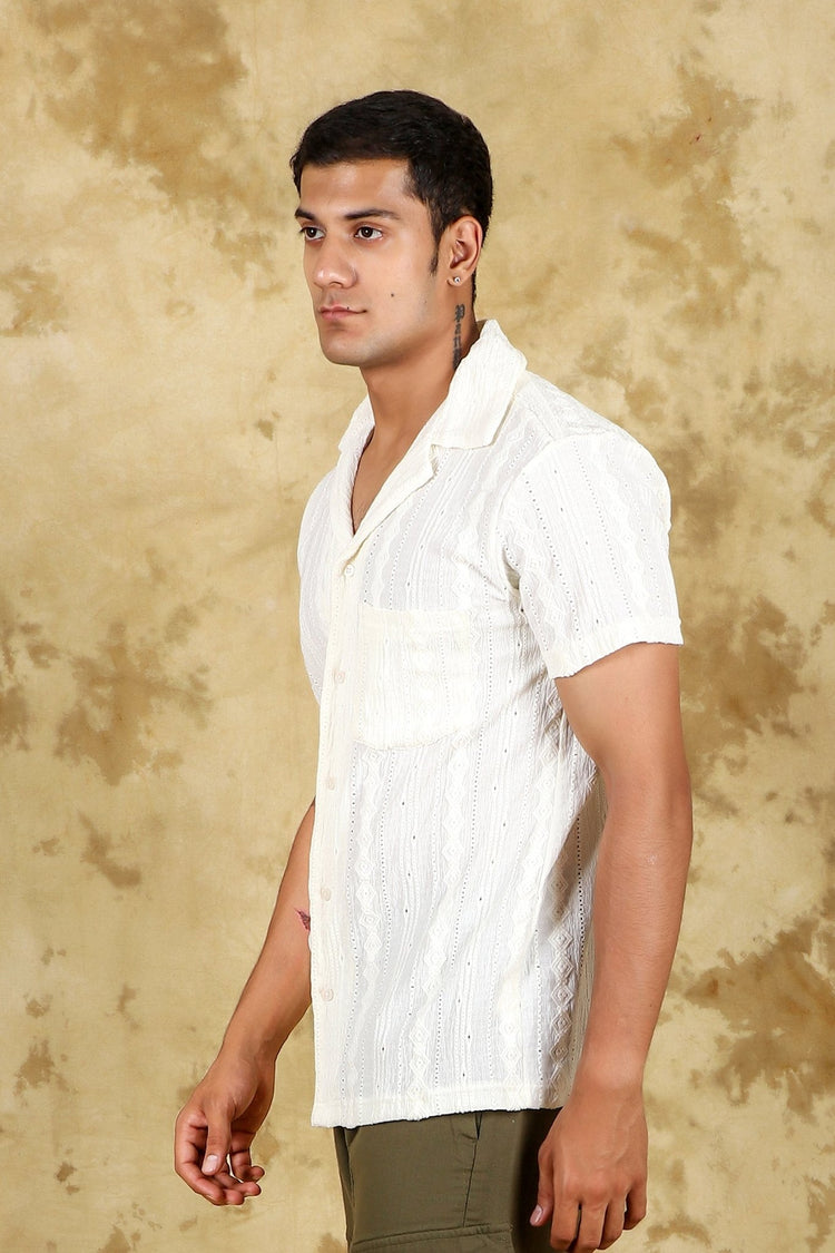 bluebird crafted comfort knitted cream shirt for men - Veshbhoshaa